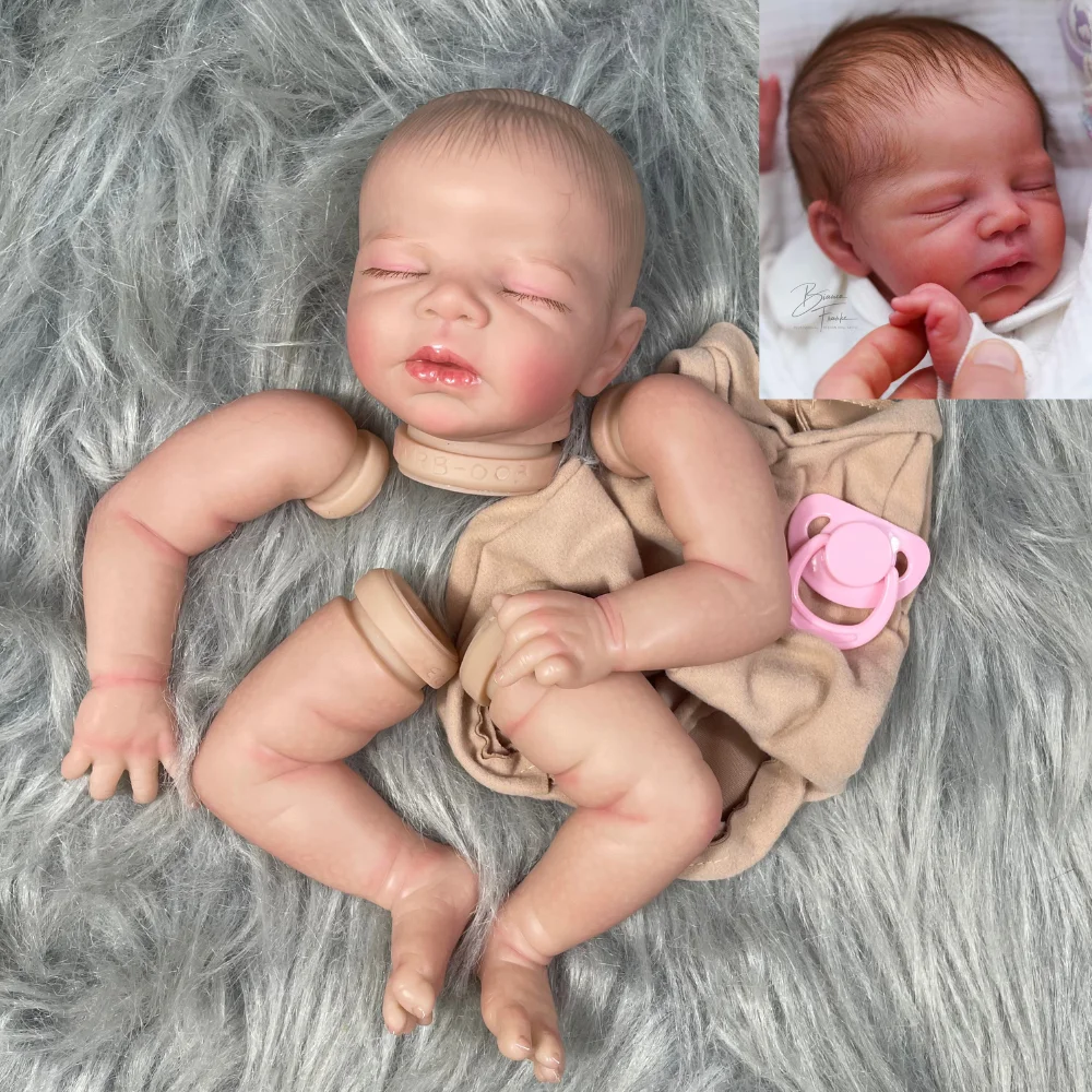 16 Inch Newborn Zendric 3D Painted Skin Reborn Doll Kit With Cloth Body Unfinished Premature Baby Doll Parts DIY Toy