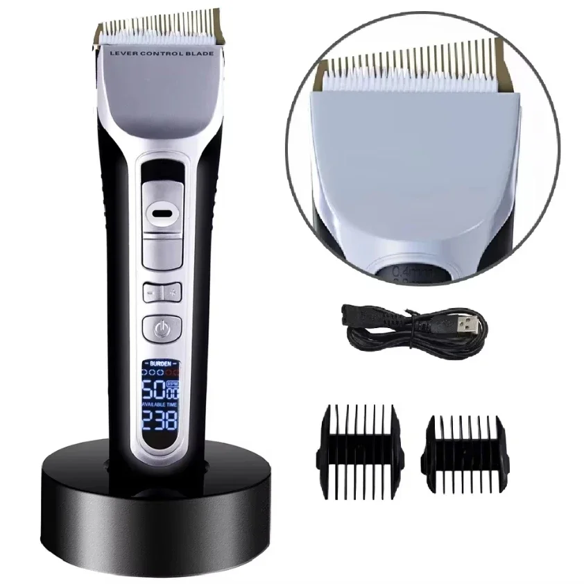 Tondeuse à cheveux à lame mobile de forme Unique, affichage LCD, Rechargeable par USB, pour Salon de coiffure pour hommes, Machine de barbier