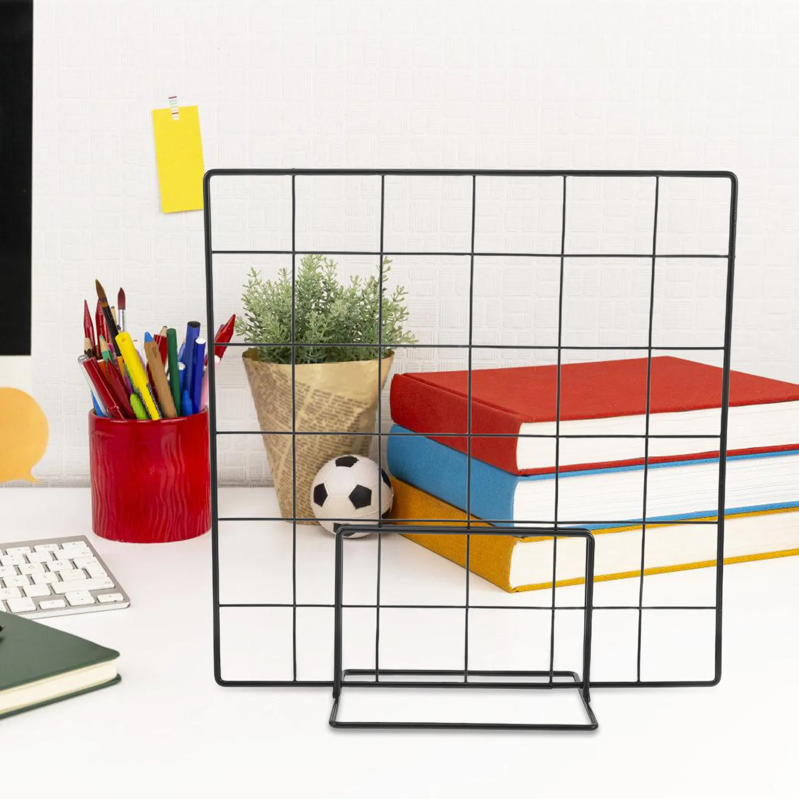 Wire Grid Display Rack Multi Functional Wall Grid Panel for Kindergarten Art Area Photo Hanging Jewelry Display Organizer