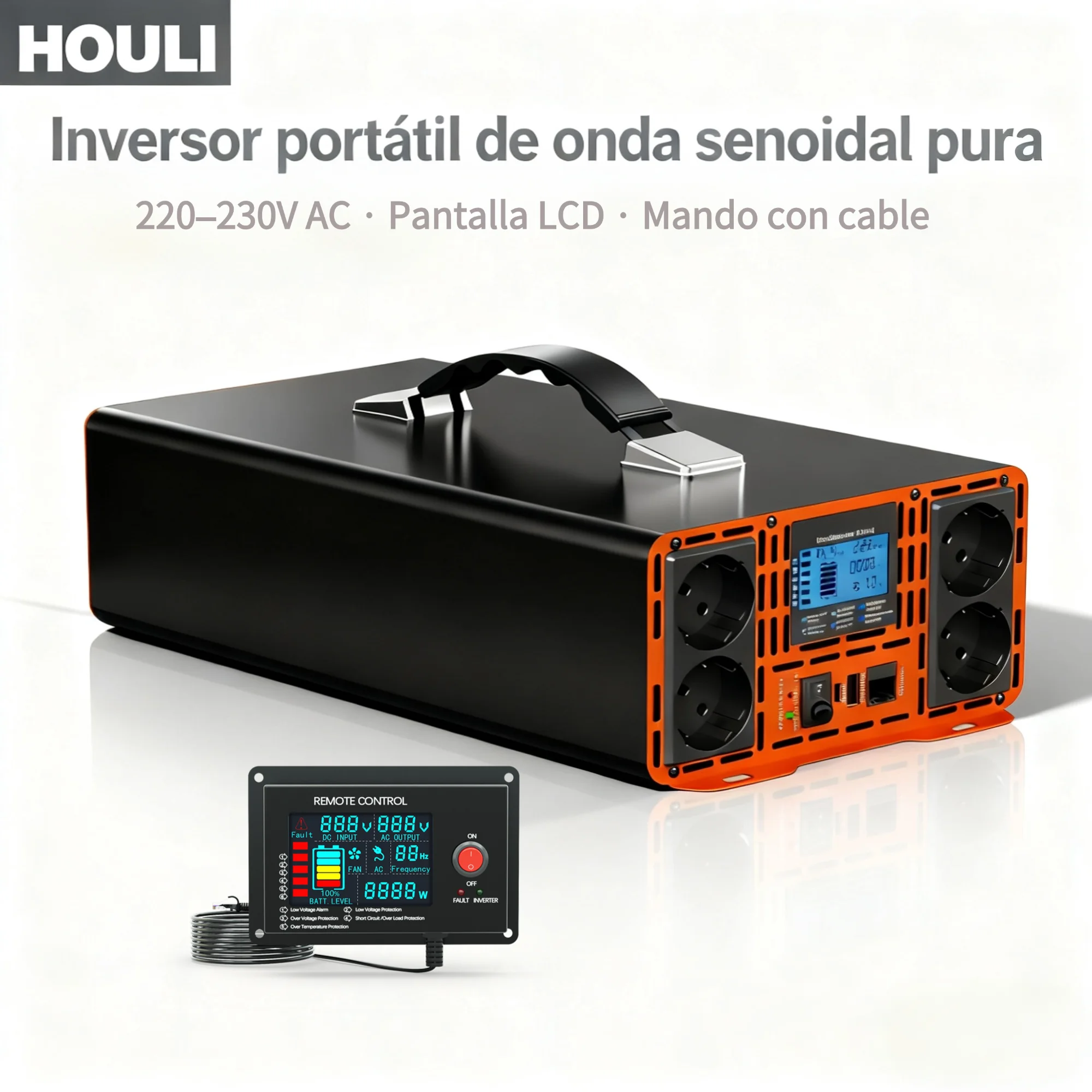 

Инвертор 10000-12000 Вт, преобразователь напряжения с чистой синусоидой, 24 В/48 В до 230 В для домашнего/автомобильного использования с внешним дисплеем HOULI