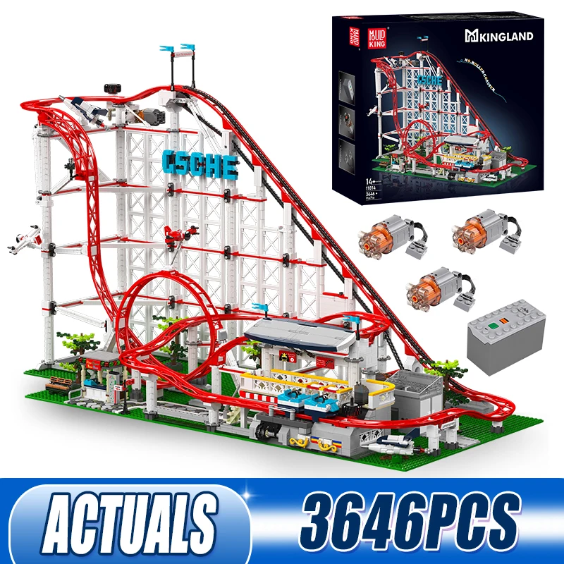 Mould King 11014 Technical Roller Coaster Building Block The Motorized Roller Coaster Model Set Compatible With 10261 Brick Toys