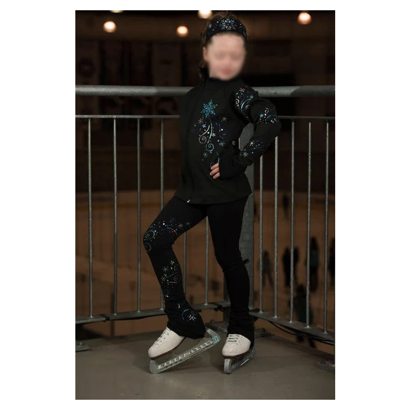 Conjunto de traje de entrenamiento de patinaje artístico con forro polar para niños, adolescentes y adultos, conjunto de competición de entrenamiento