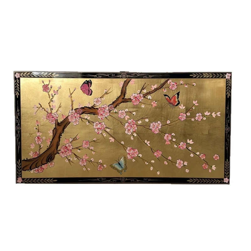 LTT gold leaf handmade painted butterfly plum blossom hanging painting, study room, tea room, guesthouse decorative painting