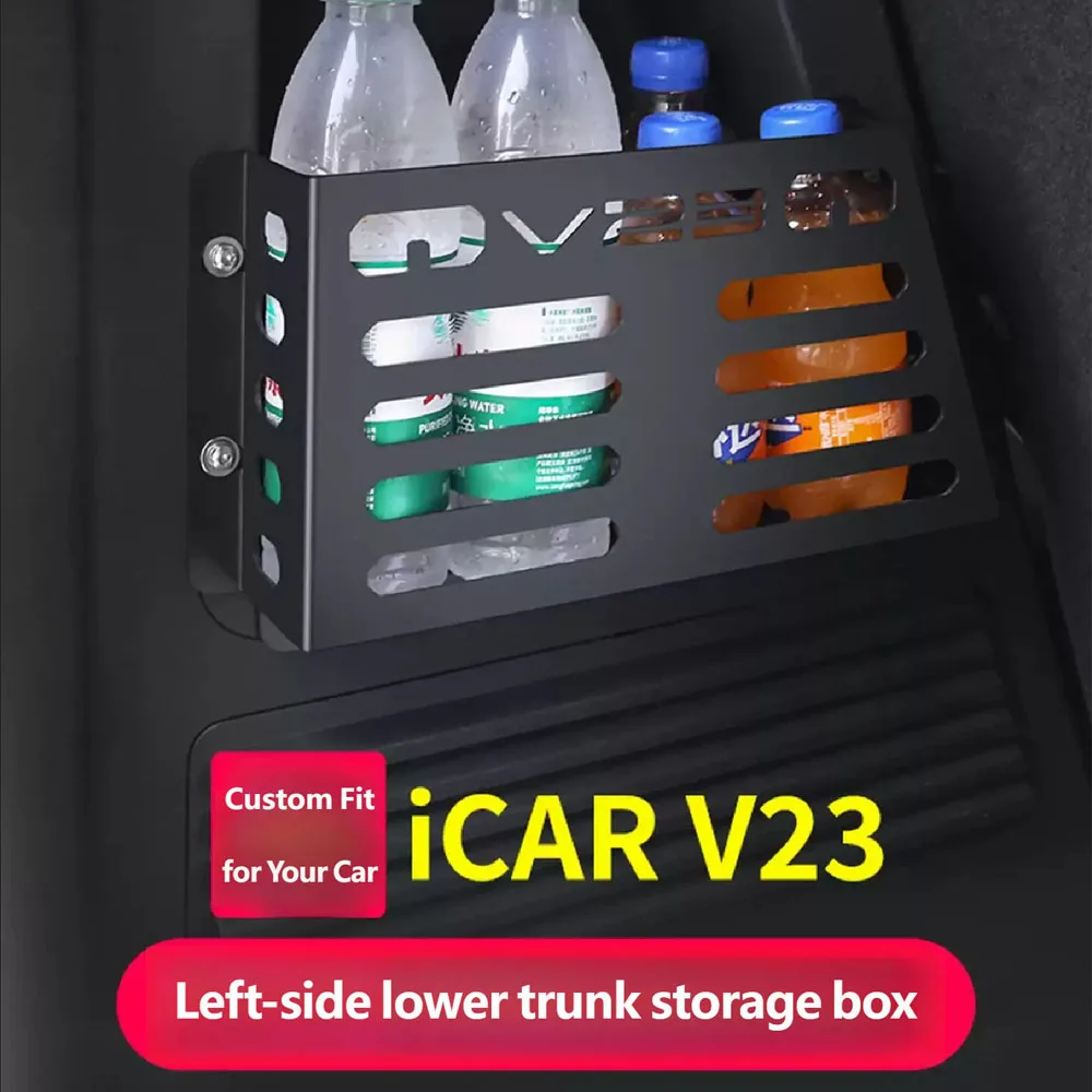 For Chery iCAR V23 Aluminum alloy trunk storage baskets on both sides Car trunk side storage fences Auto accessories