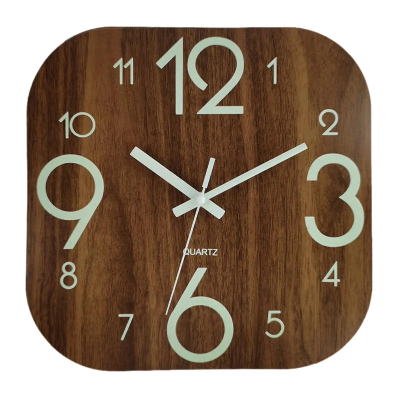 Classic Wall Clock 12'' Wooden Non-Ticking Decoration Luminous Office Classroom Living room and home Decor