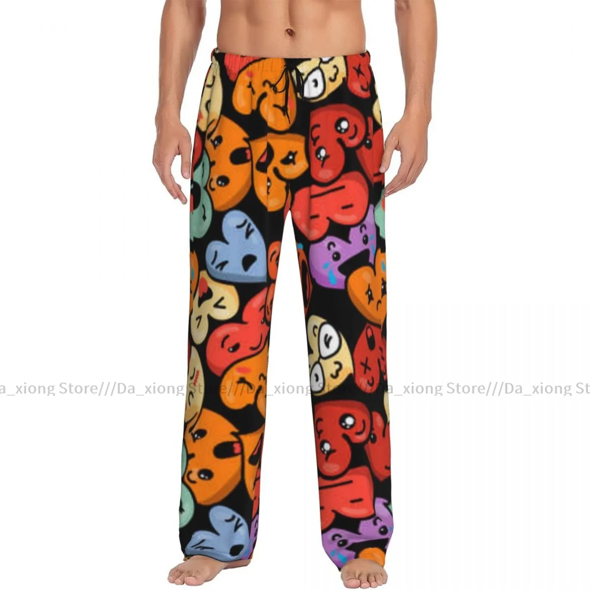 Men's Sleepwear Loose Sleep Pants Pajamas Funny Heart Background Long Lounge Bottoms Casual Homewear