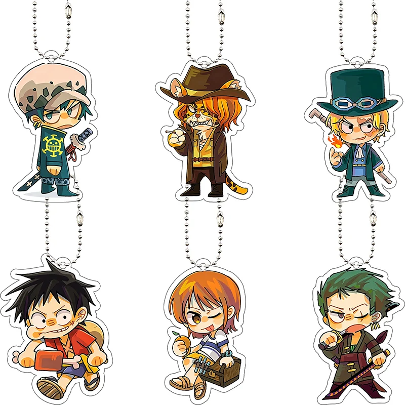 Llavero Acrílico de Pedro Sabo, Nami y Luffy de ONE PIECE, Colgante Kawaii para Bolsa, Joyería de Anime, Accesorios Económicos, Regalo de Cumpleaños