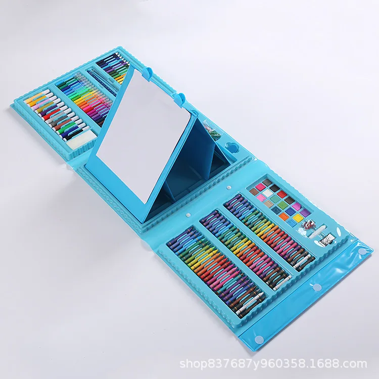 208/PCS Three Fold Crayon Set Comes with Triangle Drawing Board Children's Drawing Stationery