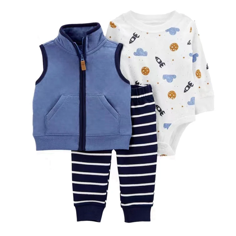 IYEAL 2024 New Cartoon Baby Fashion Children Newborn Sets for Baby Boy Girl Clothes Cotton Tops Jacket + Bodysuits + Pants 3PCS