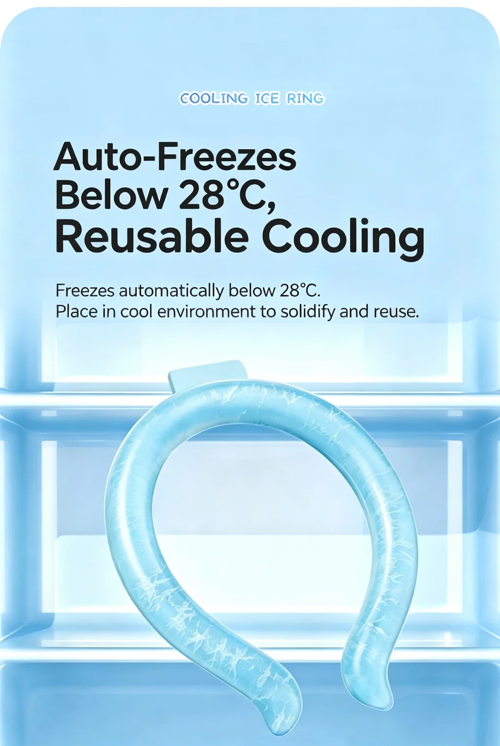 Silent Cooling Neck Ice Ring, No Fan Noise Reusable Cold Neck Wrap for Summer Outdoor Office Camping Heat Relief