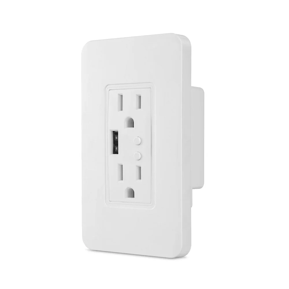 Wall Socket Smart WiFi Wireless Voice Timer American Multi-Function Socket 2A 15A Dual USB Power US Plug Duplex Socket