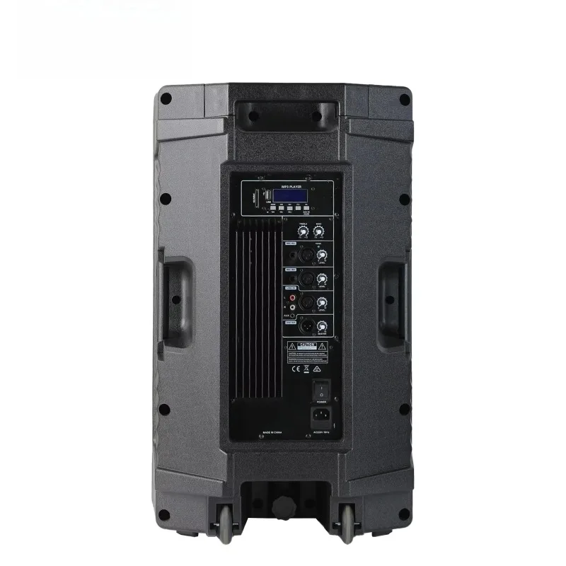 SCB15AC 15 Inch 880W 2 Way Professional Active Plastic Full Frequency MP3 DJ Stage Home Playground PA Speaker with Wheels