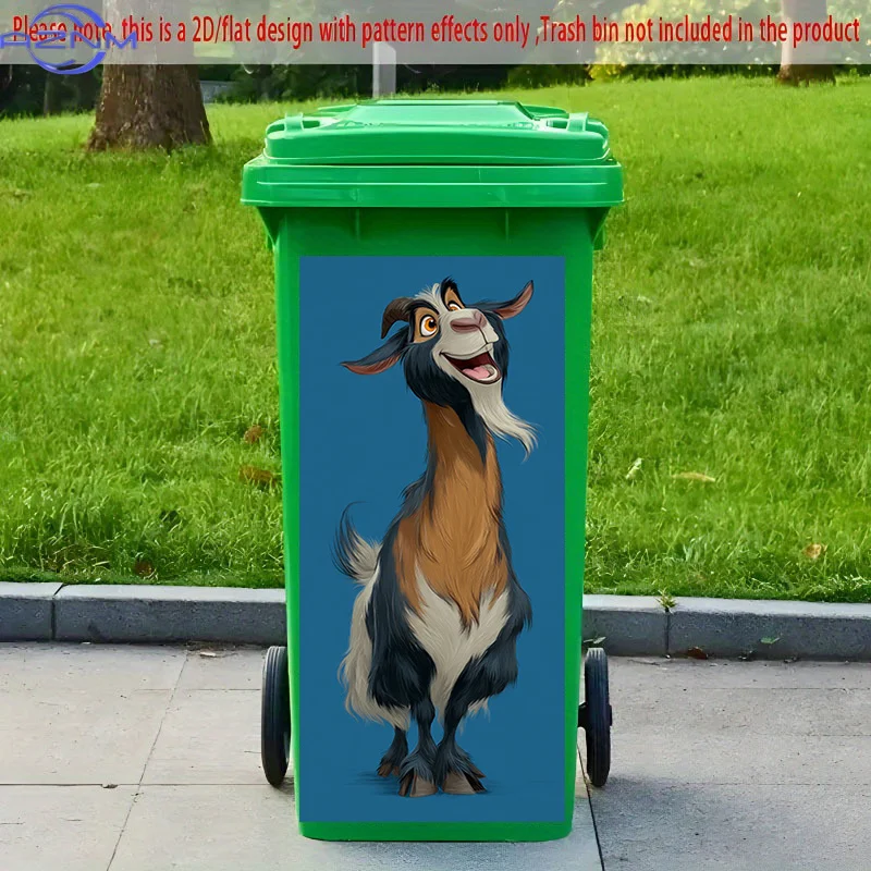 [2D Flat Printing] 1pc 2D Pattern Printing Kitchen Trash Can Sticker X Cm Open-Minded And Lively Goat Theme Kitchen Home Decor