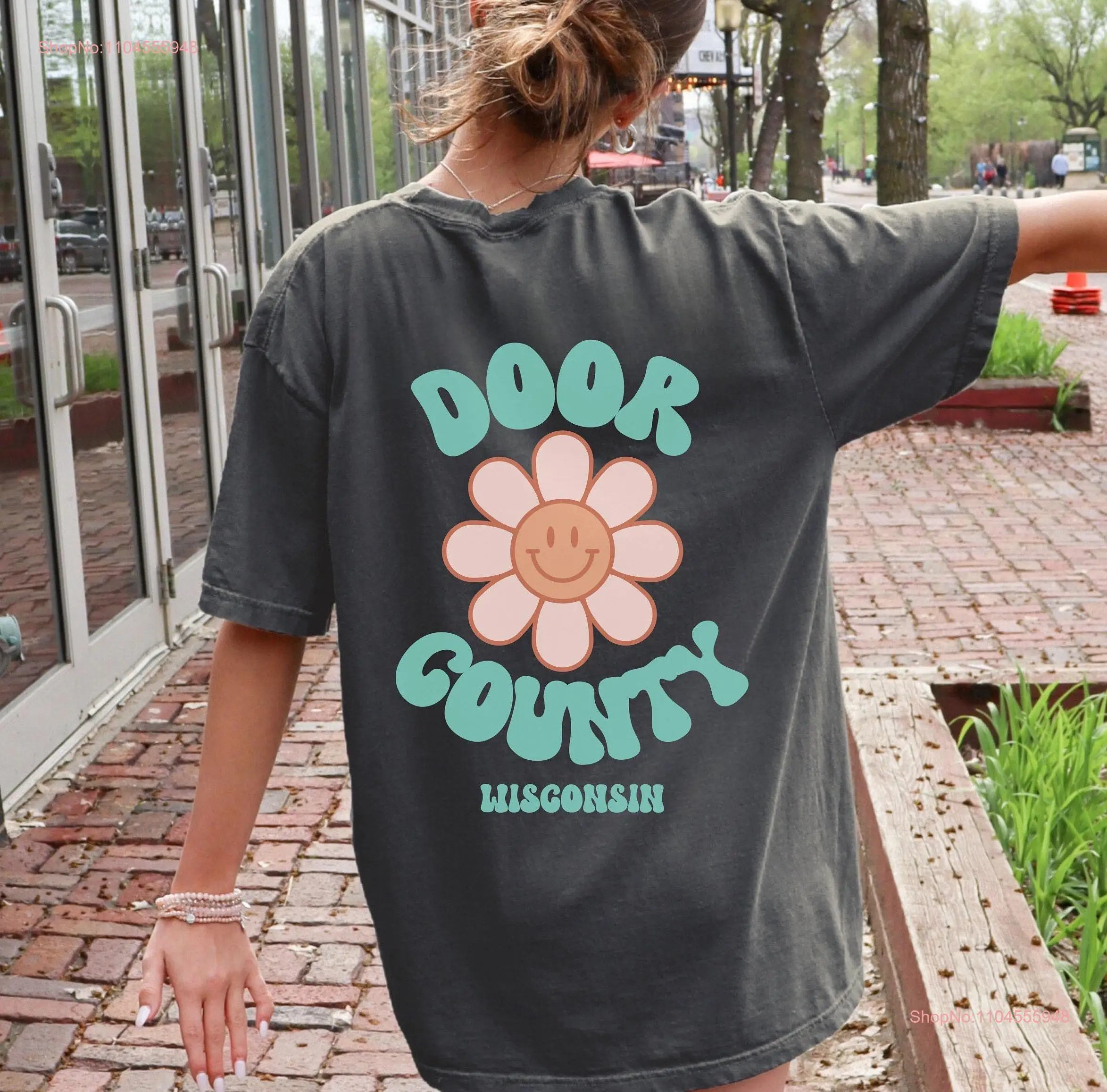 

Retro Door County Crewneck T Shirt Comfort Colors Vintage Inspired Oversized WISCONSIN long or short sleeves