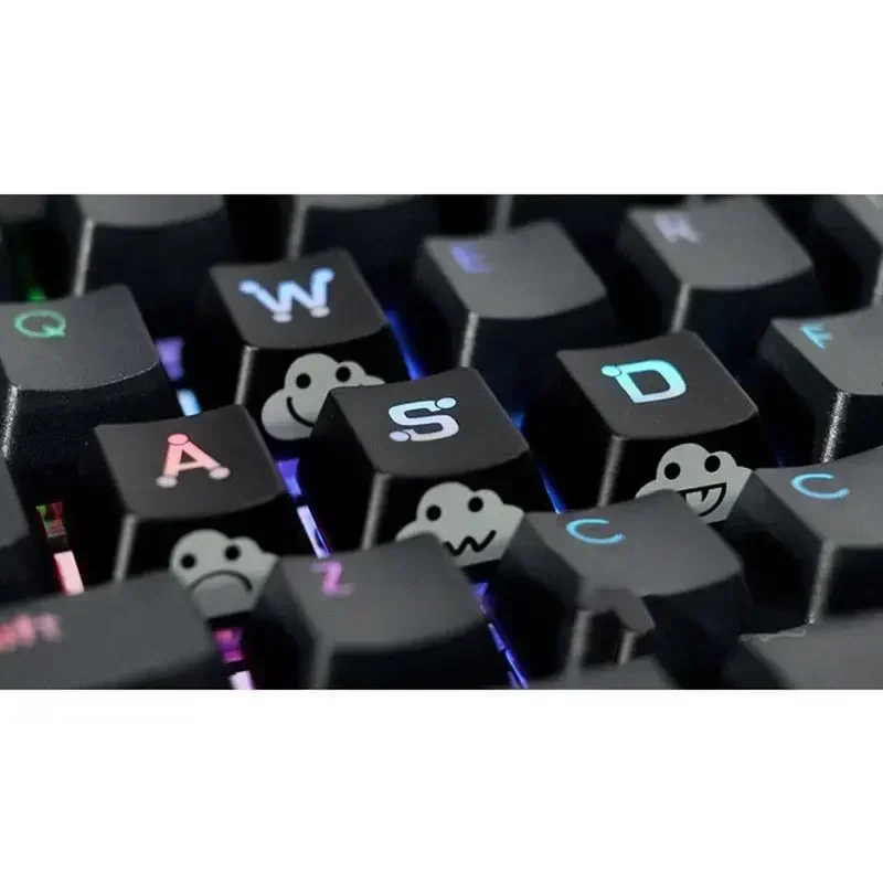 New WASD Arrow 4 Keys PBT ABS Keycaps Mechanical Keyboard Cute Emo Keycap Set for Mechanical Keyboard Compatible with MX Switch