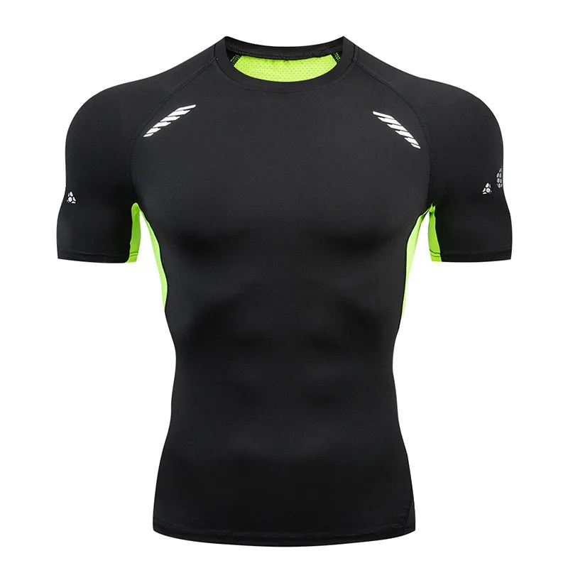 Men T shirt Customizable LOGO Gym Rashguard Men Tight Sportswear Running Training Leggings Black White Solid Tshirts Tops