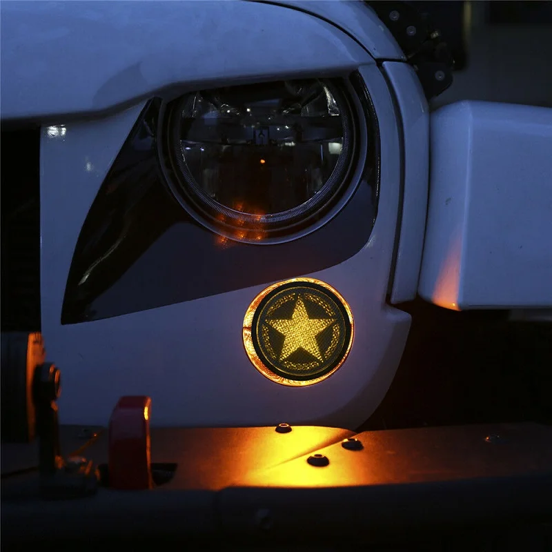 2Pcs Car Turn Signal For 2007-2018 Jeep Wrangler JK JKU LED Turn Signal with Star Pattern Smoke Cover Car Led Lights