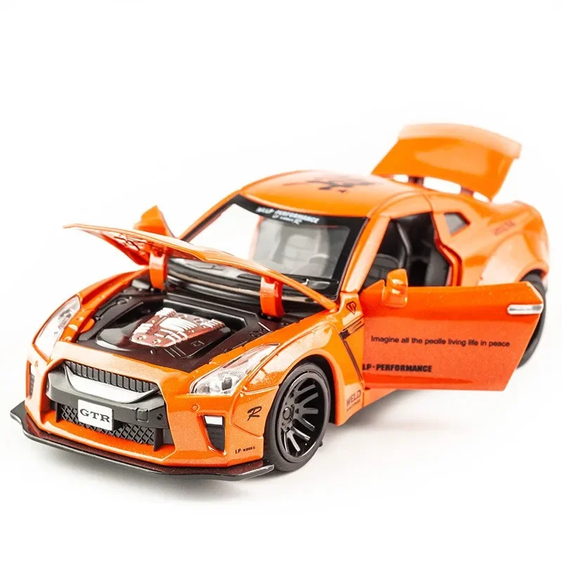 Simulation 1:32 Nissan GTR Sport Car Model Sound and Light Collective Voiture Miniature Pullback Metal Toys Vehicles Kids Boys