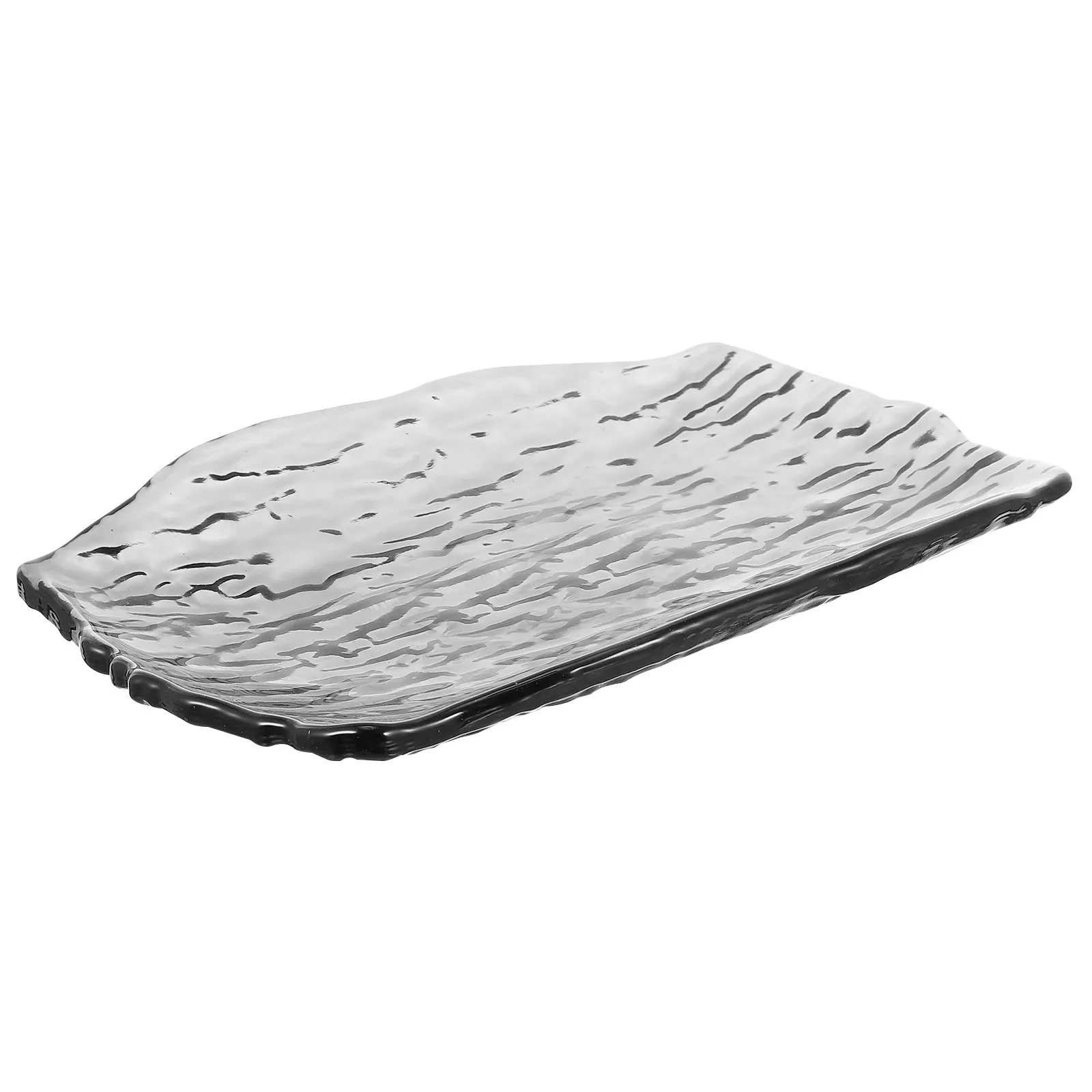 1Pcs Bark Pattern Glass Serving Tray Thick Material Fruit Plate Eco Friendly Dessert Plate Home Snack Tray Ideal for Party