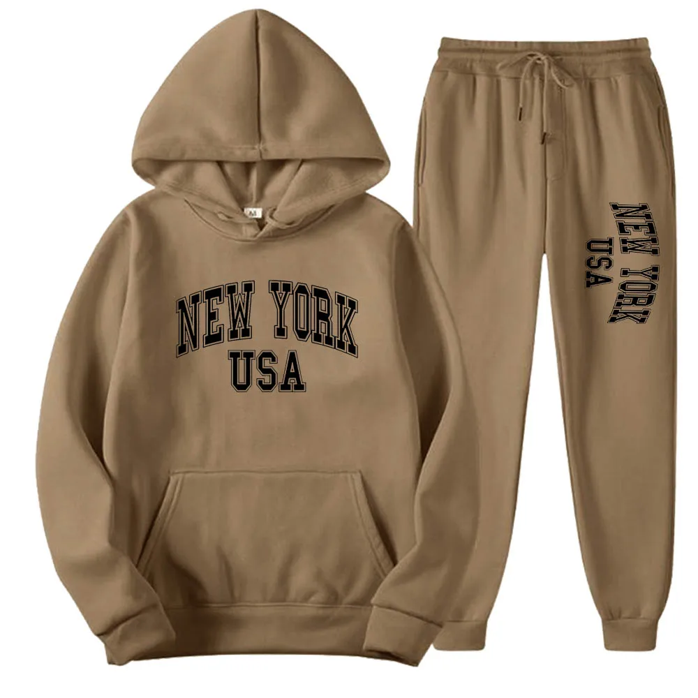 New York Printed Men/Women Hoodie Set Creativity Crewneck Clothing Fashion Oversize Sweatshirt Fashio Crewneck Hoody Male