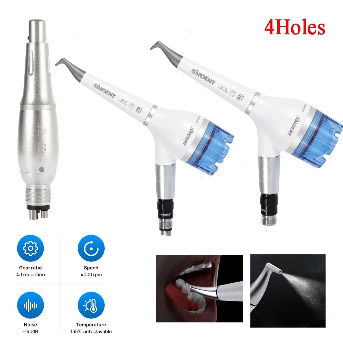 

Dental Air Flow Teeth Polisher Jet Polishing Hygiene Prophy Handpiece 2/4Holes