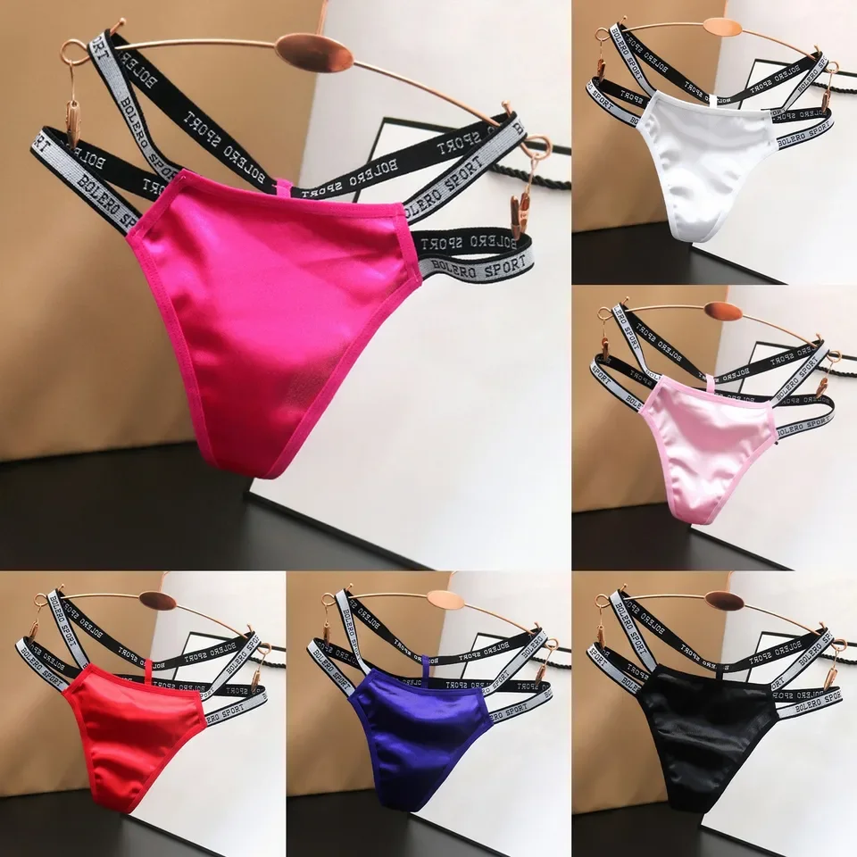 G-String Sexy Womens Panties Letter Double Strap Panty Lingerie Female T-Back Thong Breathable Underpants Tanga Sexys Para Mujer