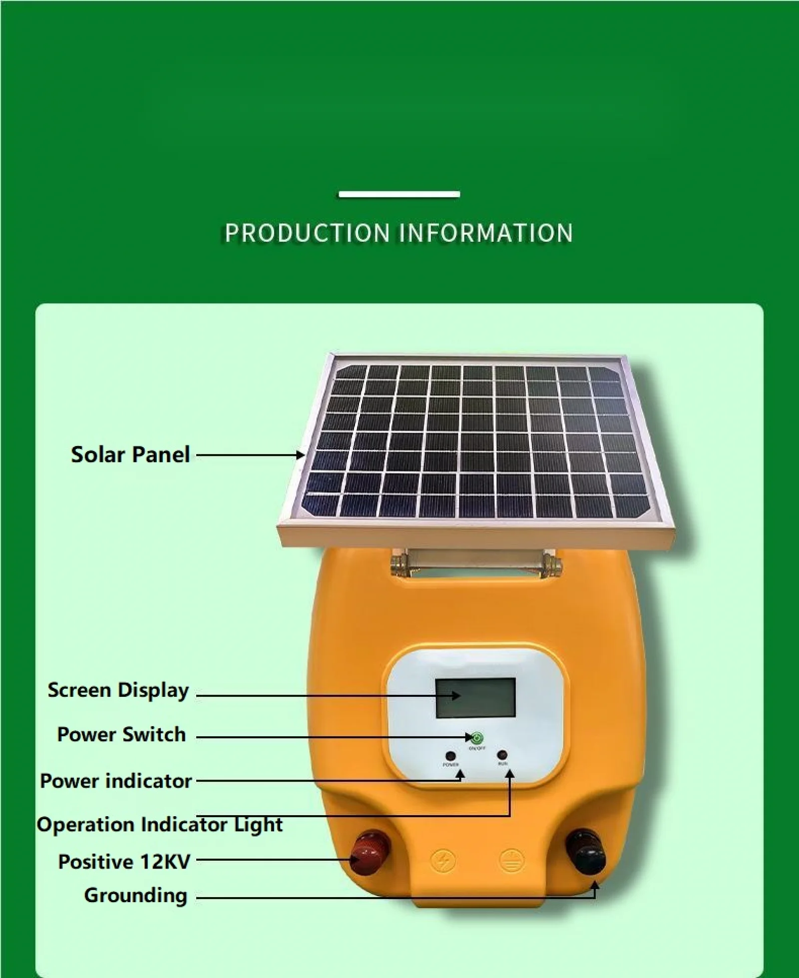 Solar Powered Electronic Fence Charger 6.2 Miles Electric Fence Energizer with LCD Display for Livestock Poultry Horse Cattle