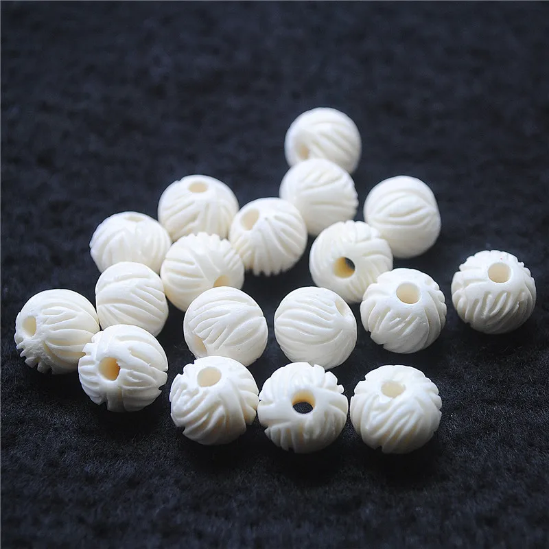 10PCS Spacer Beads Natural OX Bone Material 10MM 12MM Big Hole 3.0MM For Fashion Women Bracelet Making Accessories Free Shipping