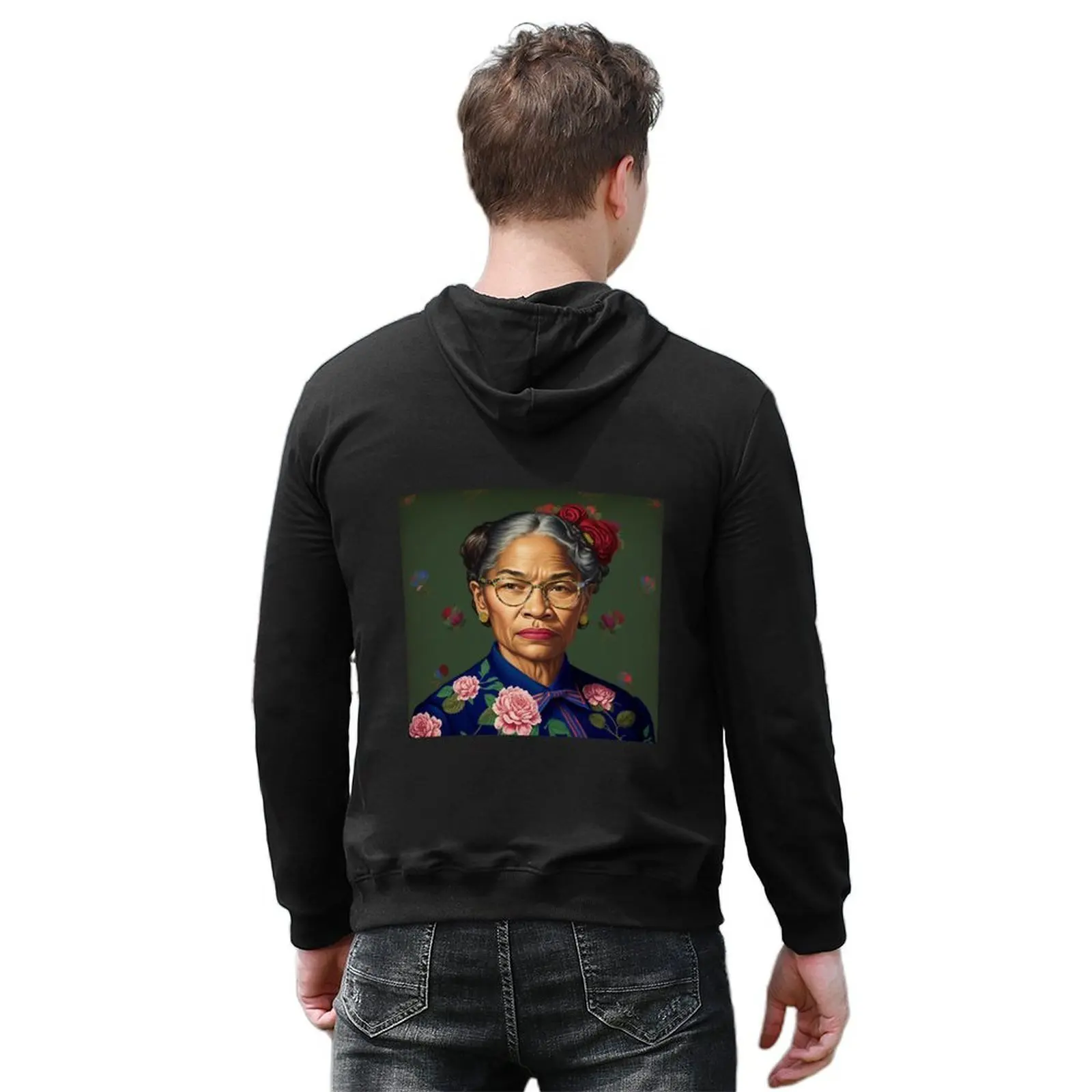 Portait of Rosa Parks من Kehinde wiley هوديي ملابس رجالية ملابس رجالية ملابس رجالية سترة خريفية بغطاء للرأس للرجال