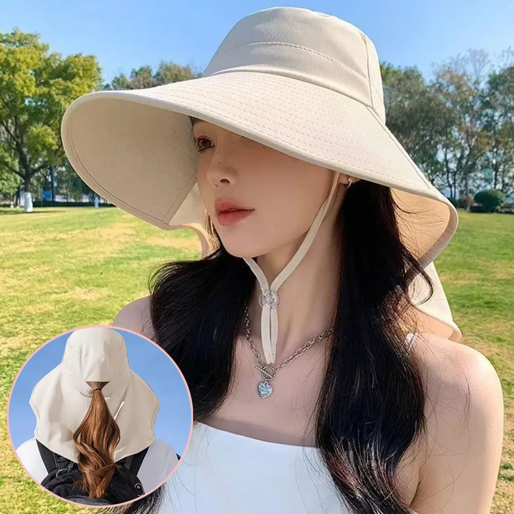 Wide Brim Sun Hat Women Anti-UV Protection Outdoor Hiking Fisherman Cap Fold Summer Beach Hat Neck Protection Sun Visors - view 2