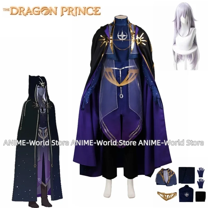 Disfraz de Anime del príncipe dragón para hombre, traje de Cosplay, capa de uniforme, Peluca de fiesta de Carnaval de Halloween