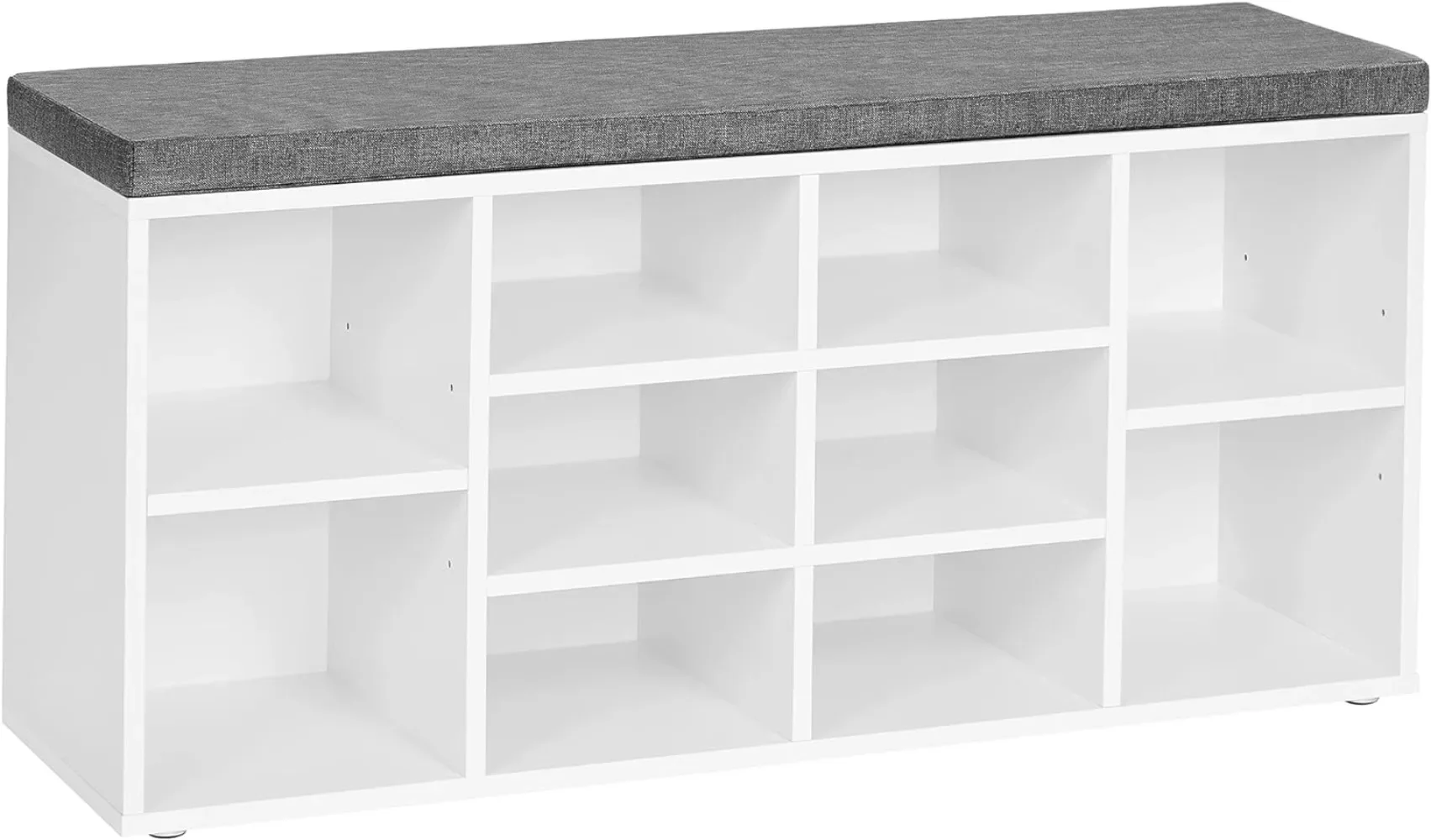 

Shoe Bench with Cushion, Storage Bench with Padded Seat, Entryway Bench W/ 10 Compartments, Adjustable Shelves for Bedroom