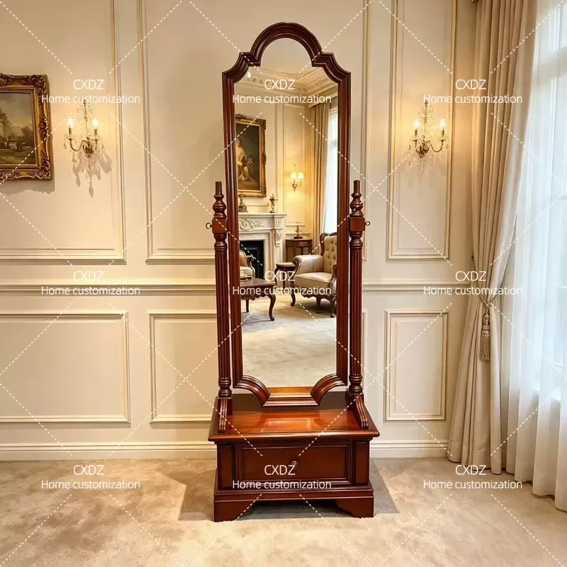 All Solid Wood Full Length Mirror Simple Bedroom Large Full Body Floor to Ceiling Fitting Mirror for Door