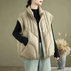 2022 nuovo colletto in piedi gilet da donna corto allentato caldo Casual piumino imbottito in cotone cappotto 2022 giacca invernale senza maniche