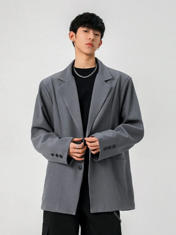

Повседневный мужской костюм-пиджак с подплечниками, свободного кроя, весенне-осенняя модная верхняя одежда, детское повседневное пальто с длинными рукавами