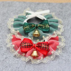 Christmas Pet Bandanas Lace Bib Dog Cat Lace Neck Collar New Year Pet Apparel Accessories