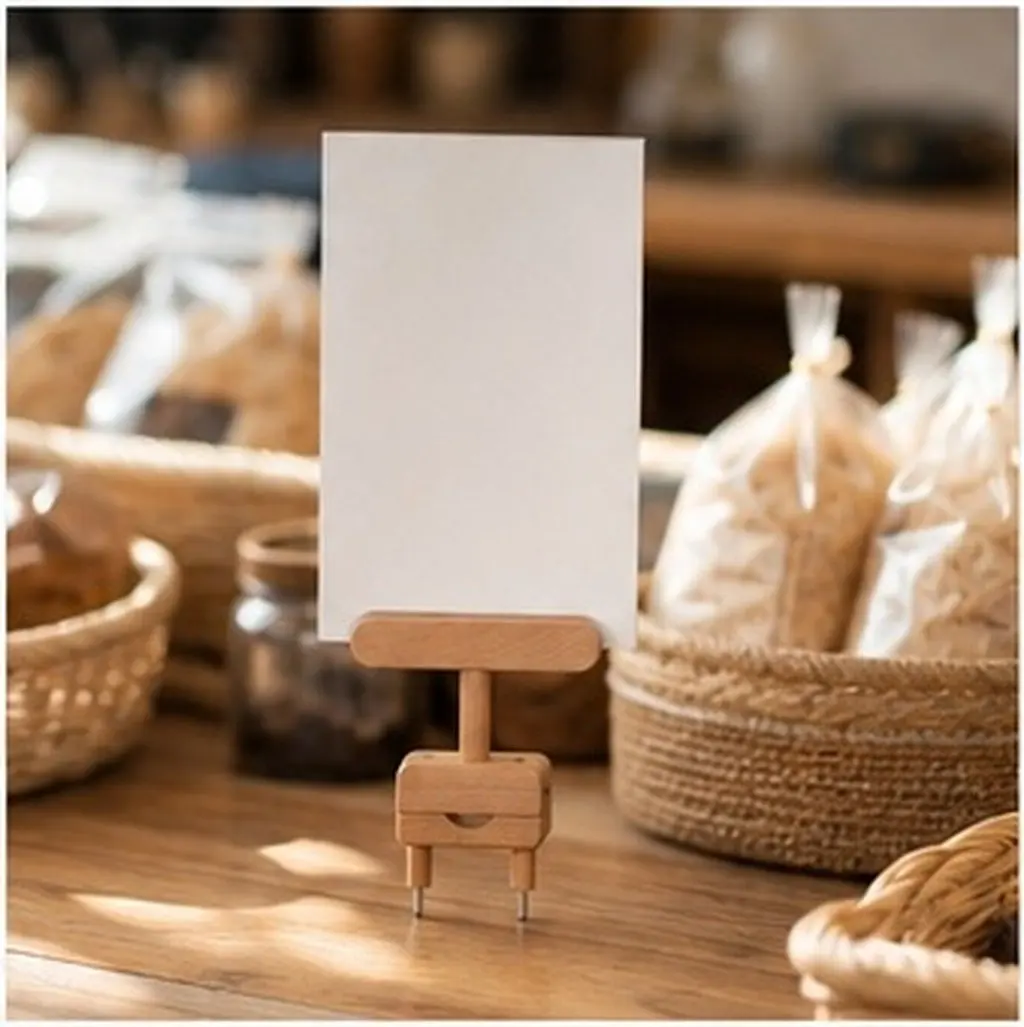 Beech Wood Clip-on Price Tag Holder for Store Shelves, Countertop & Grocery Retail Display – Reusable Wooden Label Clip