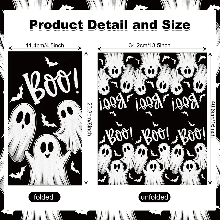 Cute Cartoon Ghost Decorative Napkins Boo Letter Bat Pattern Disposable Paper Napkins Halloween Birthday Party Table Supplies - view 2