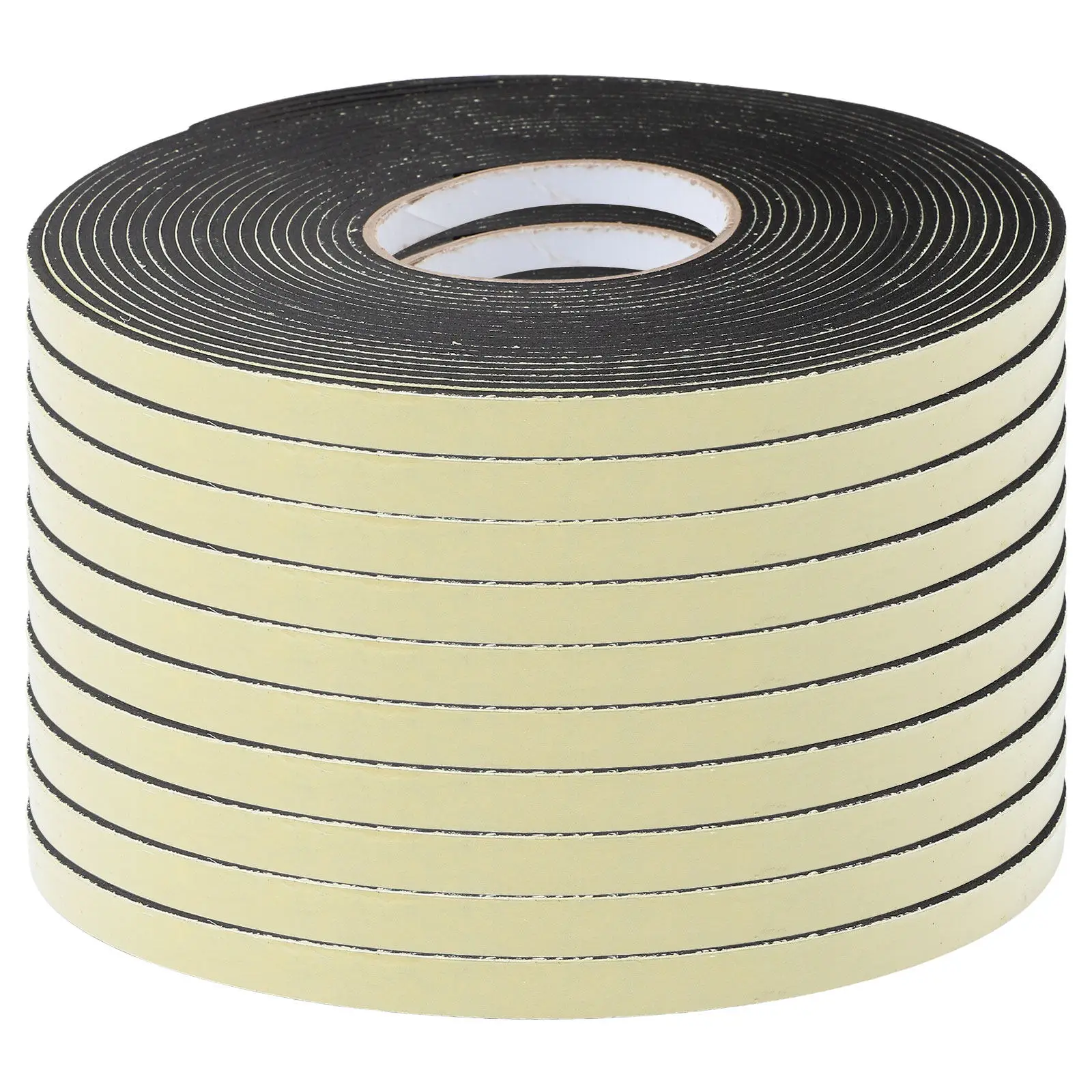 10 Rolls Eva Anti-Vibration Tape Self-Adhesive Door Weather Strip for Noise Reduction Windproof Sealing Window Gap Insulation