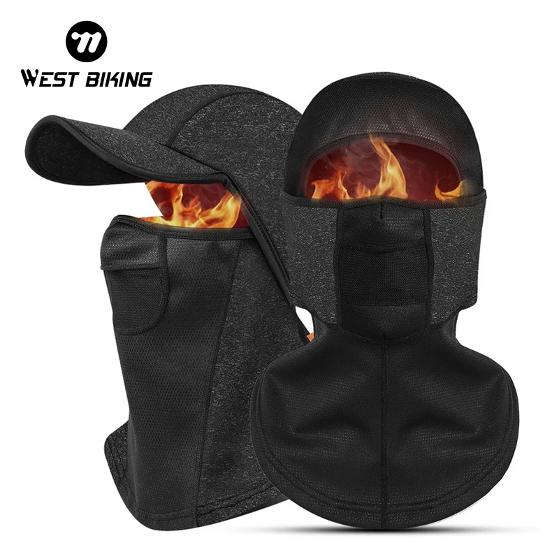 WEST BIKING Winter Sport Cycling Cap Bike Full Face Cover Neck Warmer Men Women Scarf Ski Bicycle Motocycle Fleece Head Cap Hat