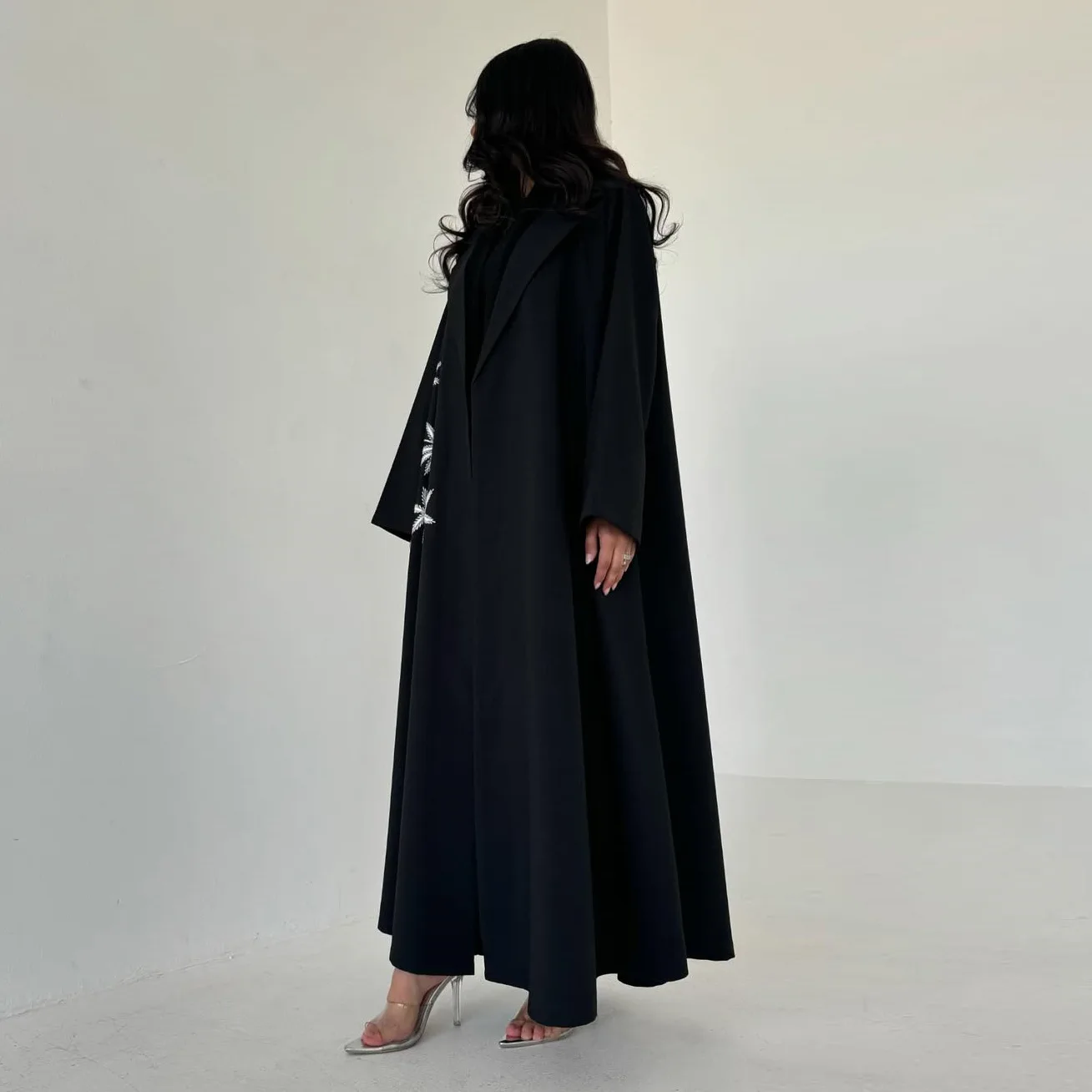 Robe Abaya ouverte Eid, Cardigan brodé noir, manteau musulman, Kaftan Jalabiya, Ramadan, tunique pour femmes, dubaï, turquie, 2025