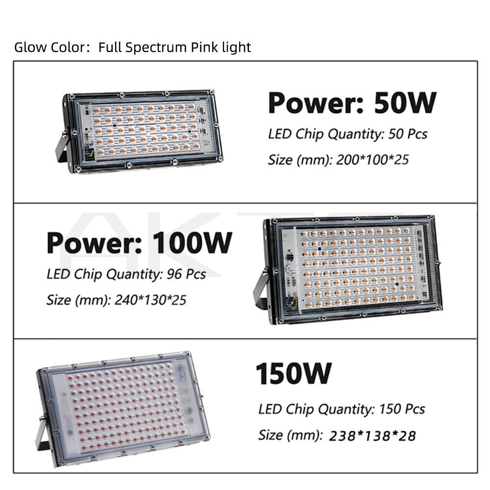 Lampa LED do uprawy 50W/100W/150W |   Lampa fito pełnego spektrum |   AC 220 V |   Rośliny doniczkowe, hydroponika i oświetlenie do uprawy w szklarniach