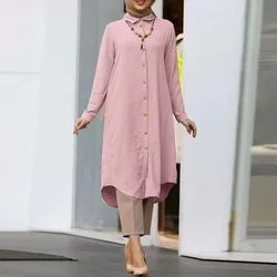 Vestidos Muslim Shirt Dress Women Jalabiya Single Breasted Long Robe Ramadan Morocco Dubai Abayas Kaftan Eid Arab Dresses