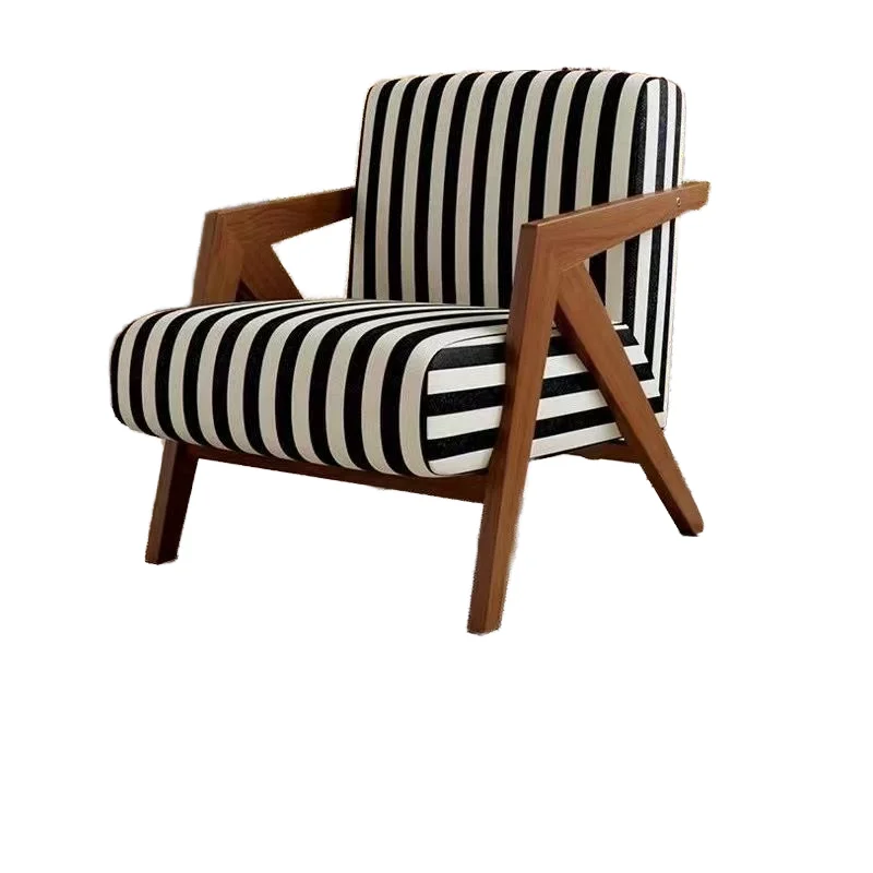 

Single Leisure Living Room Chair Modern Design Solid Wood Sofa Chair for Hotel Park Bedroom Outdoor Medieval Setting