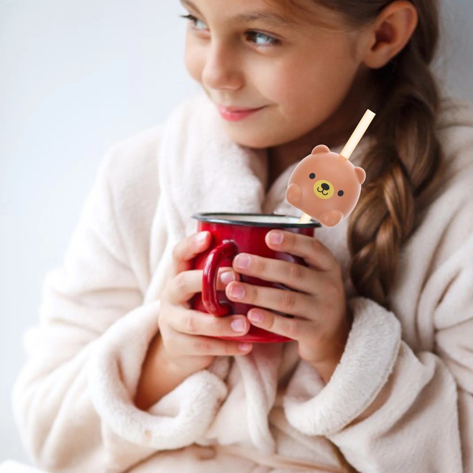 Giocattoli per animali domestici Altoparlante Cannuccia per animali Cartoon Bere Bevande Cannucce decorative marroni Bambino