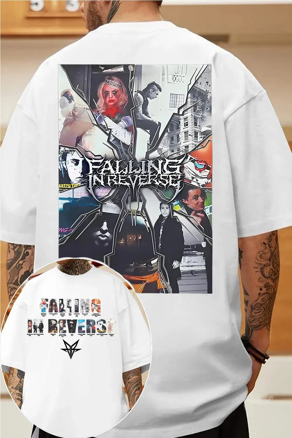 Falling in Reverse Band TShirt Mens Womens Cotton Tees Summer Casual Short Sleeve Round Neck Clothing Loose Trend Unisex Tee