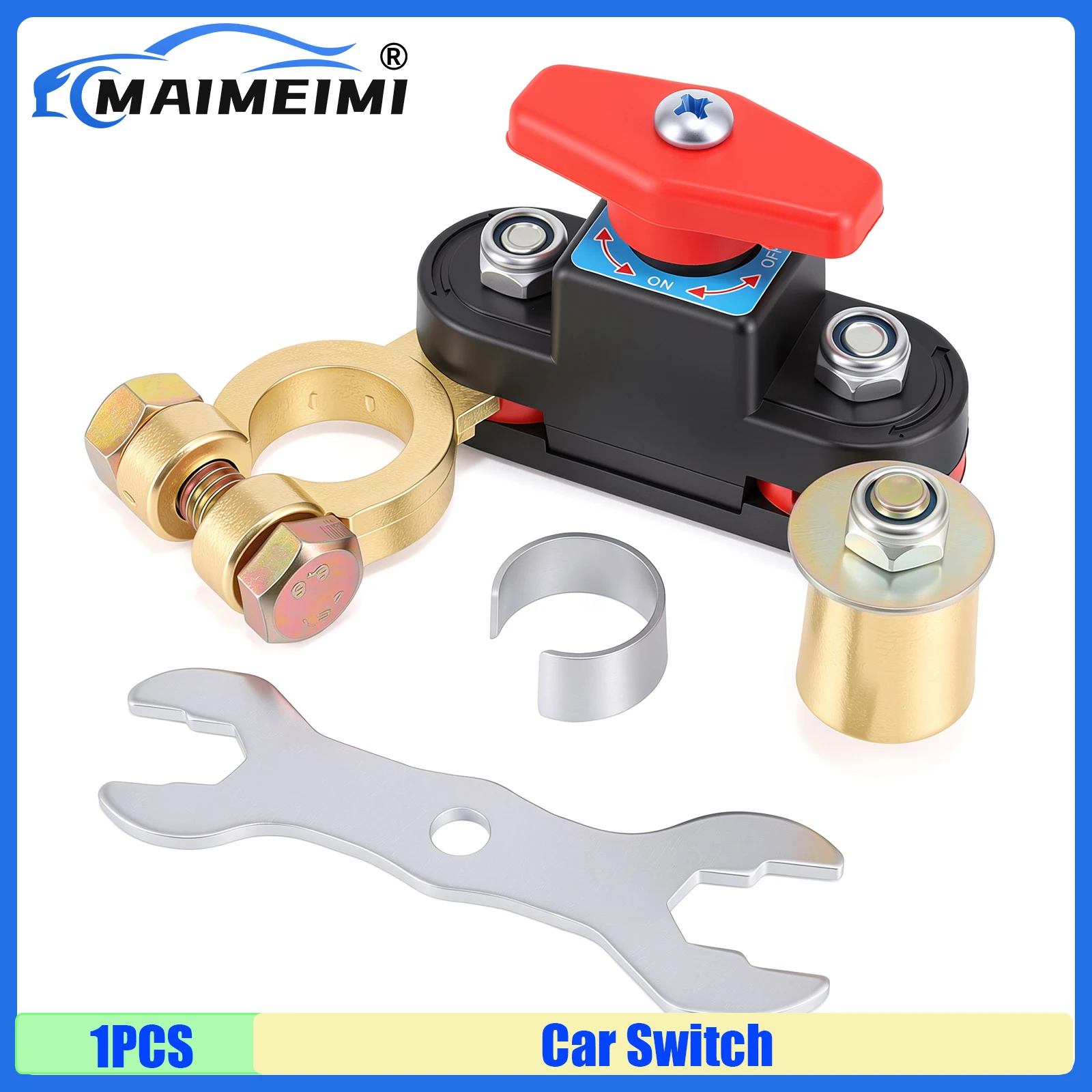 MAIMEIMI Car Battery Cut Off Switch 12V/24V ﻿Disconnect Automatic Circuit Breaker Anti-Power Off Leakage Protector Wrench Gaske