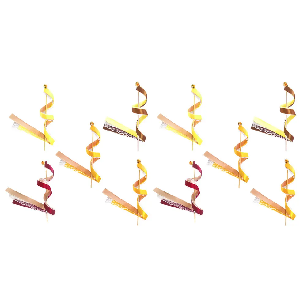 

10pcs Rod Ribbon Fairy Wand Stick Decoration Wedding Party Favors Bright Color Long Use Banner Confetti