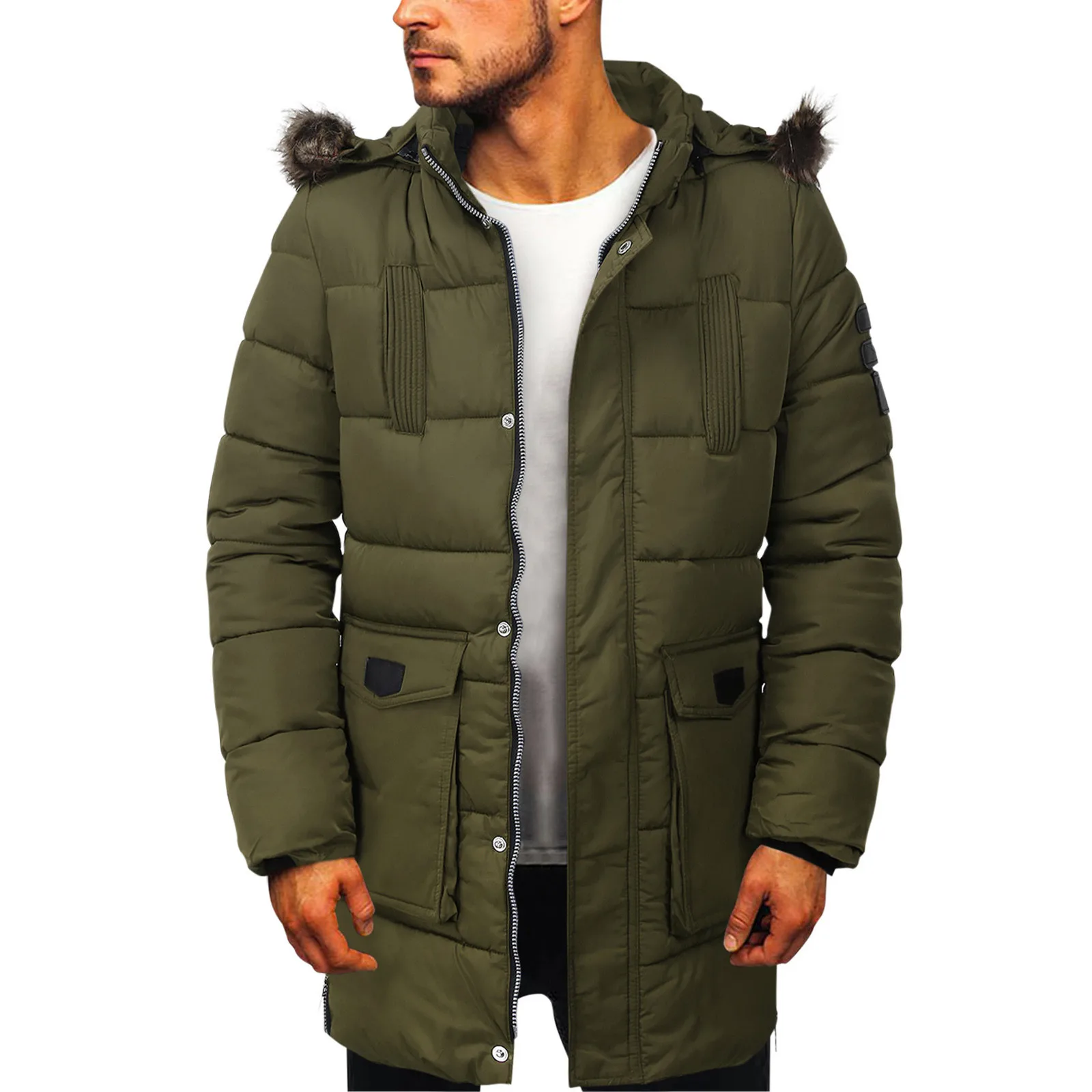 Thick Long Parka Men Overcoat Winter Plus Size Windproof Vintage Snow Wear Warm Jacket Coat Male Outwear New