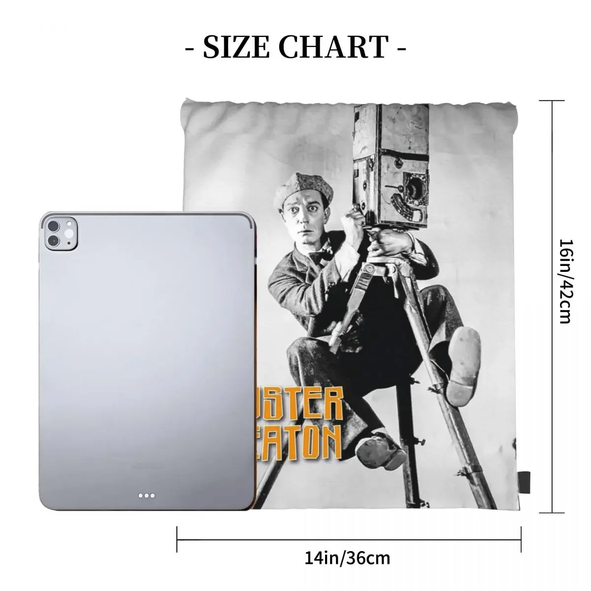 Buster Keaton Backpacks Casual Portable Drawstring Bags Drawstring Bundle Pocket Sundries Bag BookBag For Travel Students